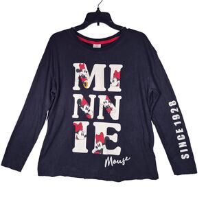 Disney Parks Minnie Mouse Black Long Sleeve Womens Shirt size Medium
